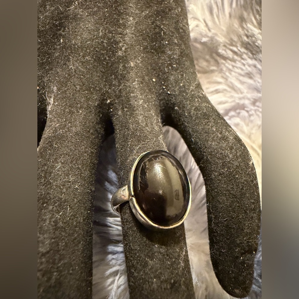 Sterling Silver Black Moon Stone Ring